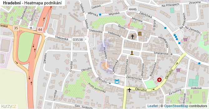 Hradební - mapa podnikání
