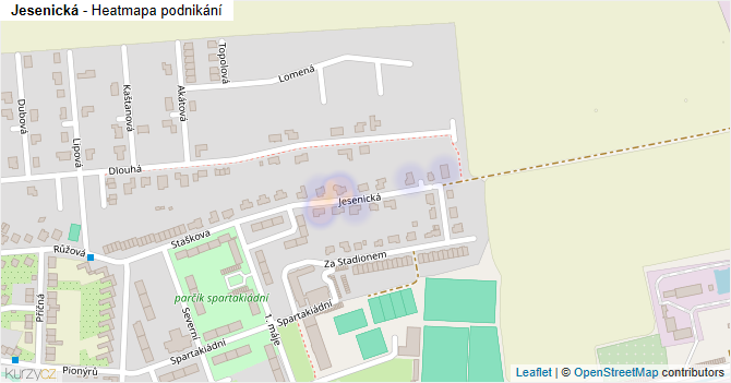 Jesenická - mapa podnikání