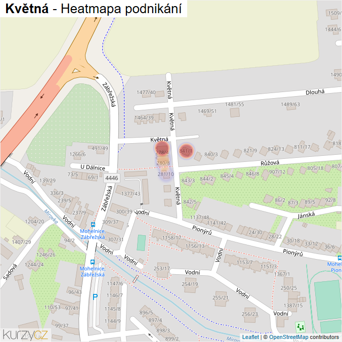 Mapa Květná - Firmy v ulici.