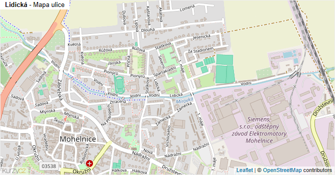 Lidická - mapa ulice