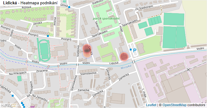 Lidická - mapa podnikání