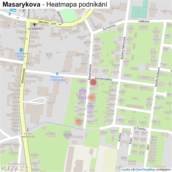 Mapa Masarykova - Firmy v ulici.