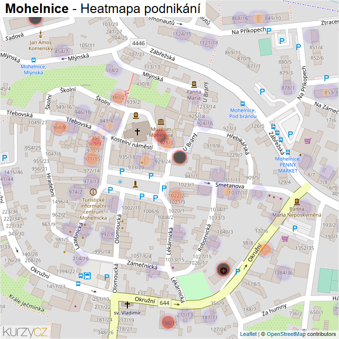 Mapa Mohelnice - Firmy v části obce.