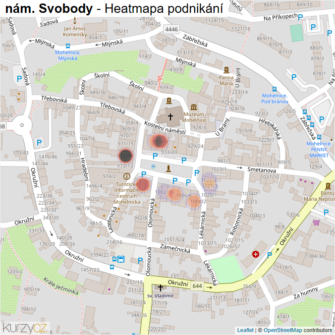 Mapa nám. Svobody - Firmy v ulici.