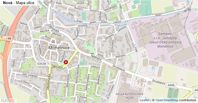 Nová - mapa ulice