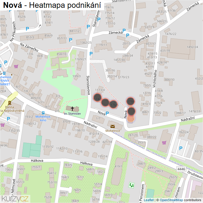 Mapa Nová - Firmy v ulici.