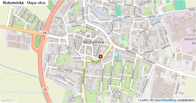 Robotnická - mapa ulice
