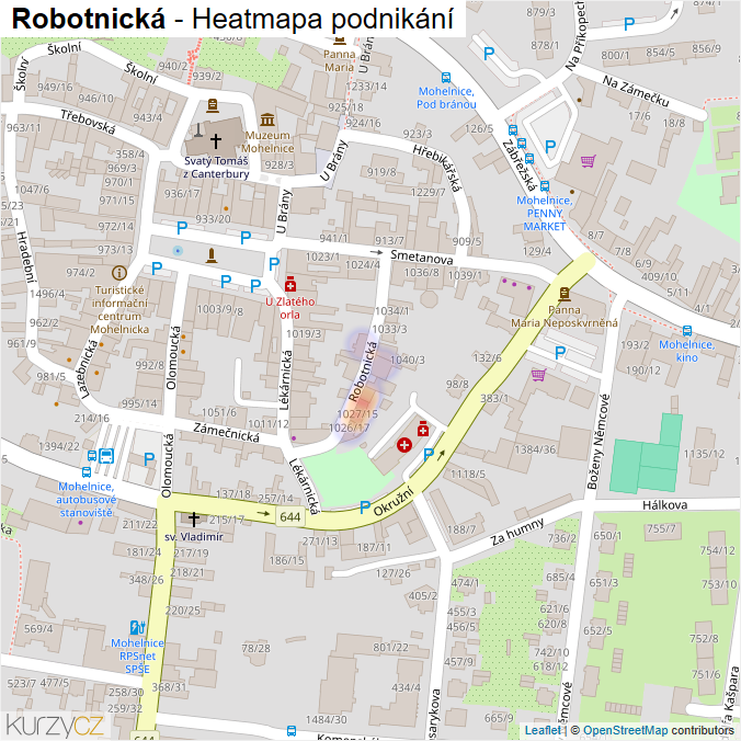 Mapa Robotnická - Firmy v ulici.