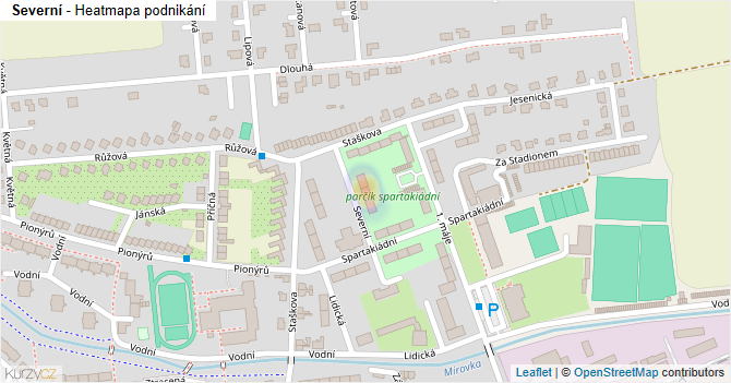 Severní - mapa podnikání