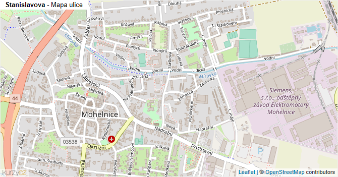 Stanislavova - mapa ulice