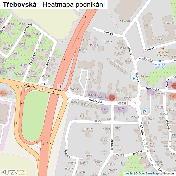 Mapa Třebovská - Firmy v ulici.
