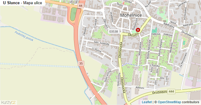 U Slunce - mapa ulice