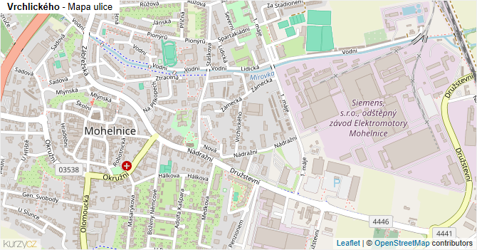 Vrchlického - mapa ulice