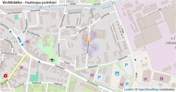 Vrchlického - mapa podnikání