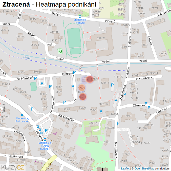 Mapa Ztracená - Firmy v ulici.