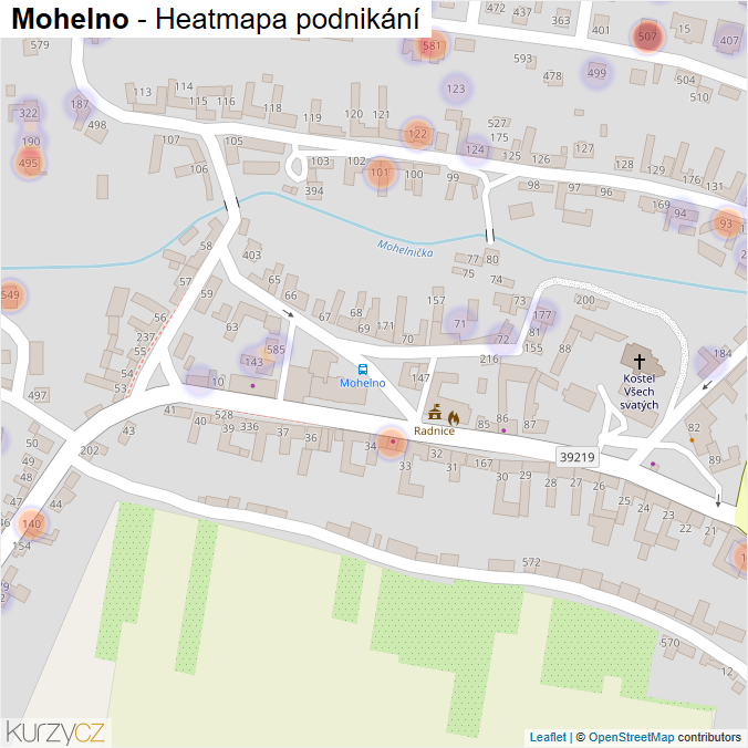 Mapa Mohelno - Firmy v části obce.