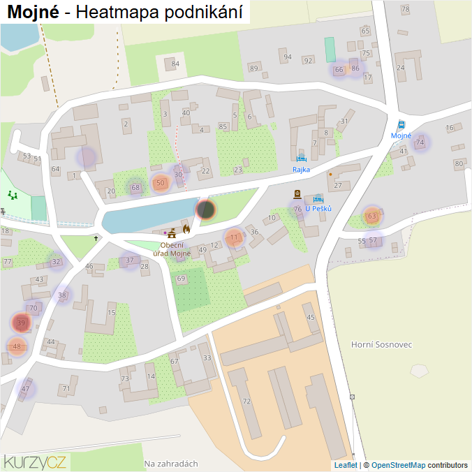 Mapa Mojné - Firmy v části obce.