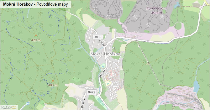 Mokrá-Horákov - záplavové mapy stoleté vody