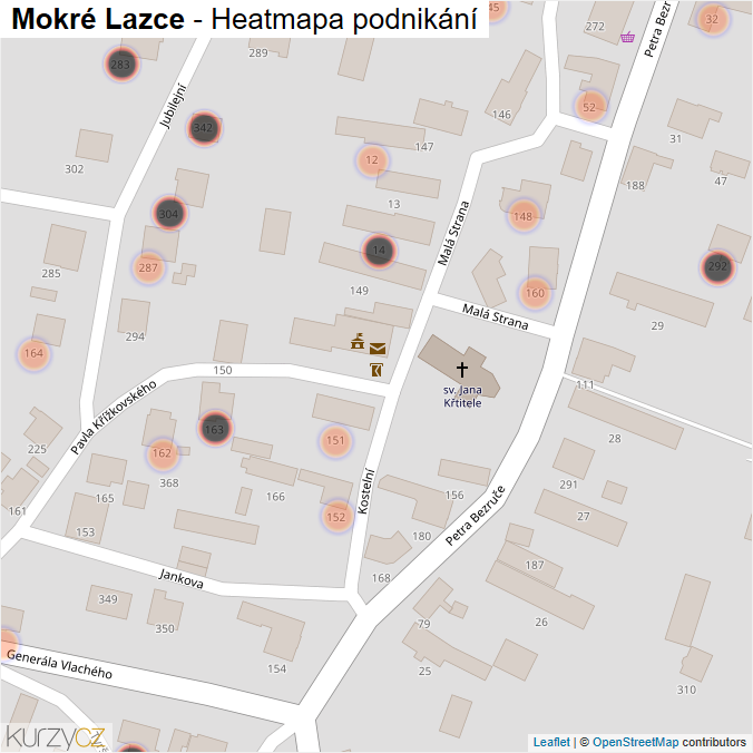Mapa Mokré Lazce - Firmy v obci.