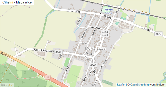 Cihelní - mapa ulice