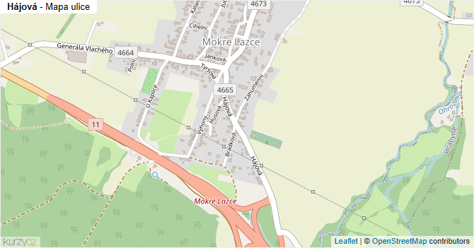 Hájová - mapa ulice