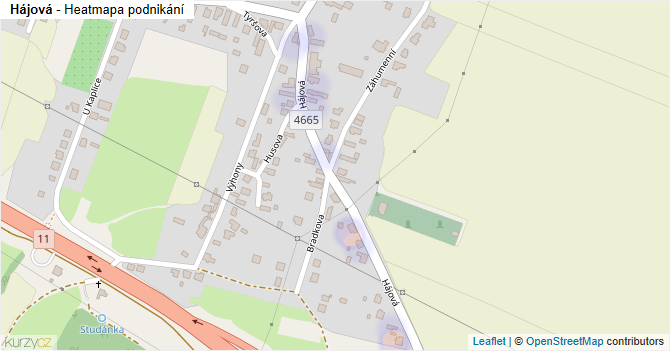 Hájová - mapa podnikání
