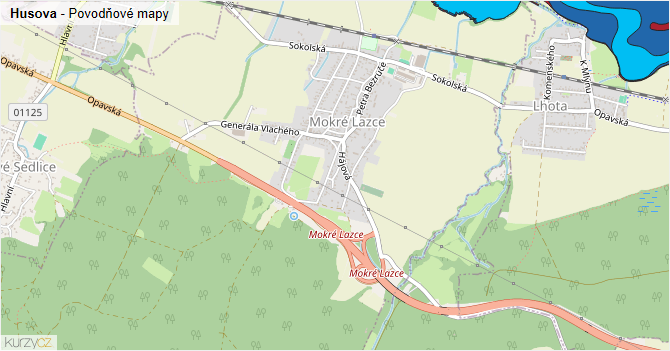 Husova - záplavové mapy stoleté vody
