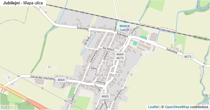 Jubilejní - mapa ulice