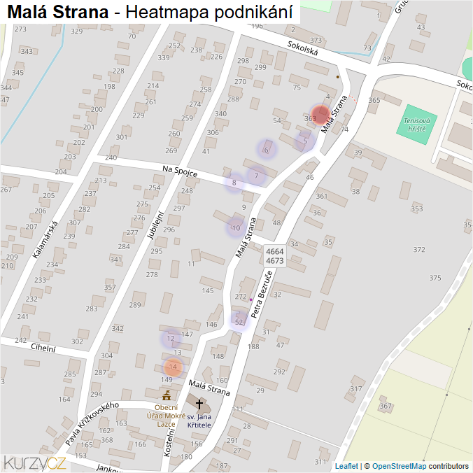 Mapa Malá Strana - Firmy v ulici.