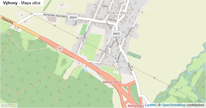 Výhony - mapa ulice