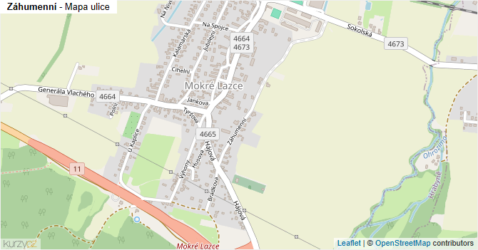 Záhumenní - mapa ulice