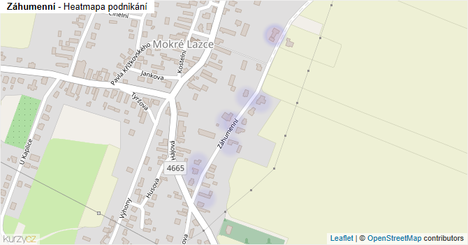 Záhumenní - mapa podnikání