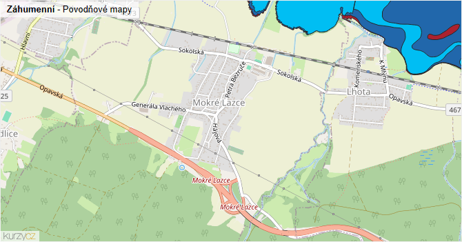 Záhumenní - záplavové mapy stoleté vody