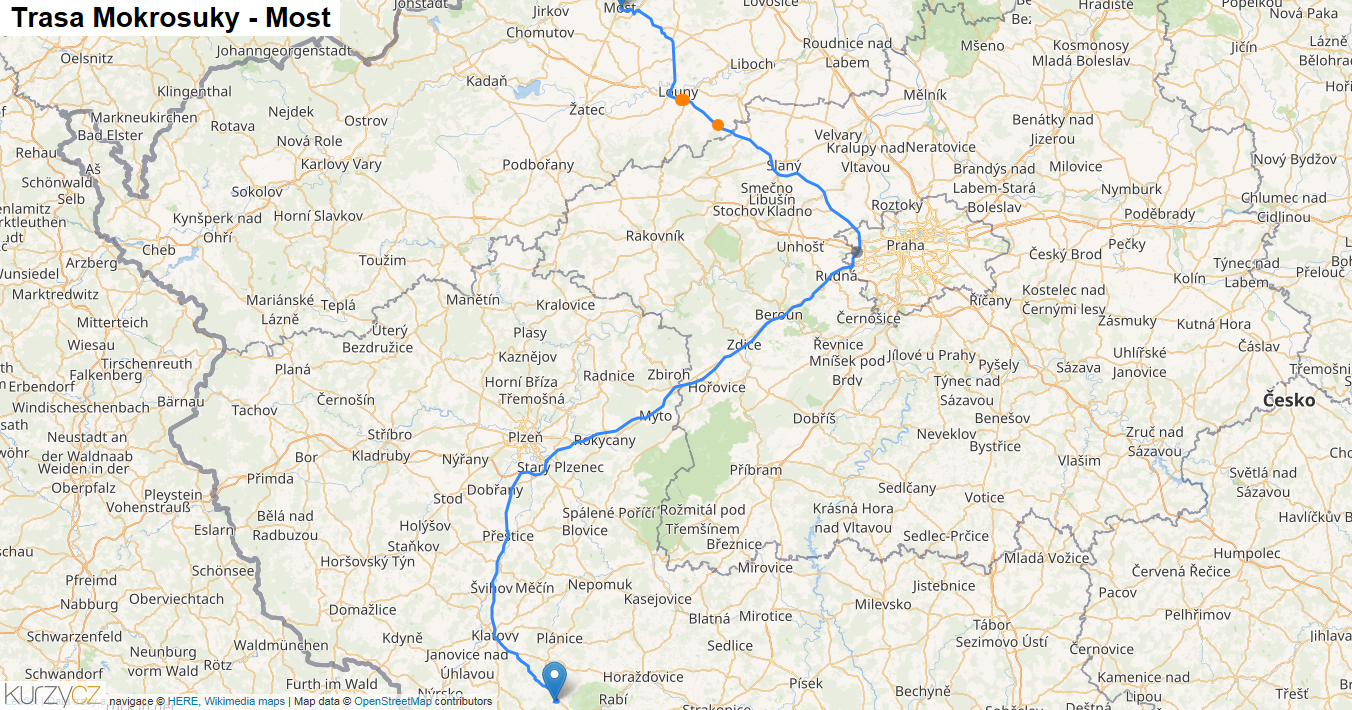 Mokrosuky-Most, mapa trasy