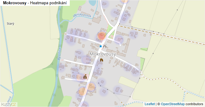 Mokrovousy - mapa podnikání