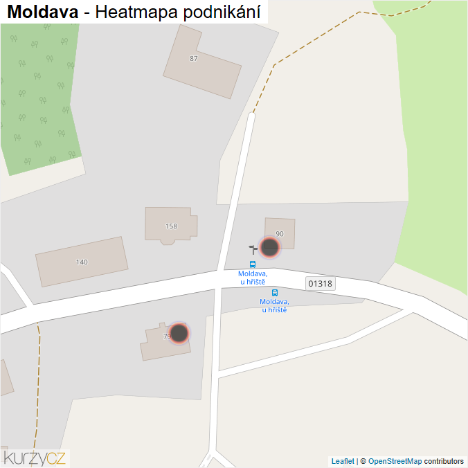 Mapa Moldava - Firmy v obci.