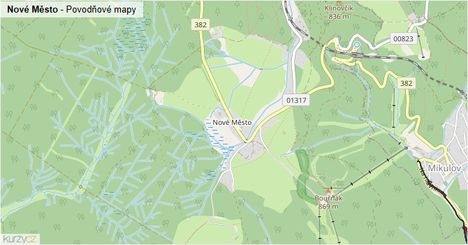 Nové Město - záplavové mapy stoleté vody