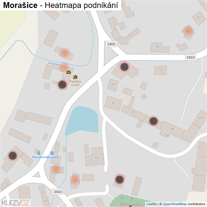 Mapa Morašice - Firmy v obci.