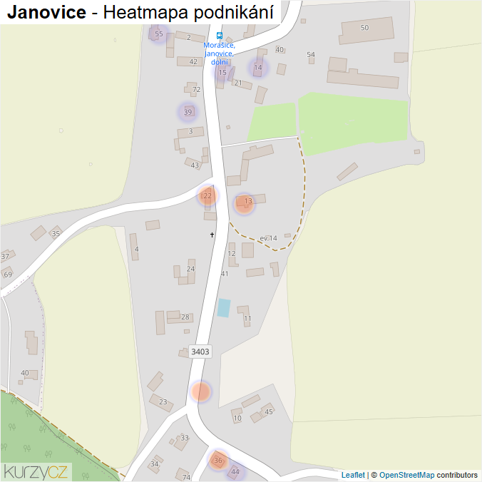 Mapa Janovice - Firmy v části obce.