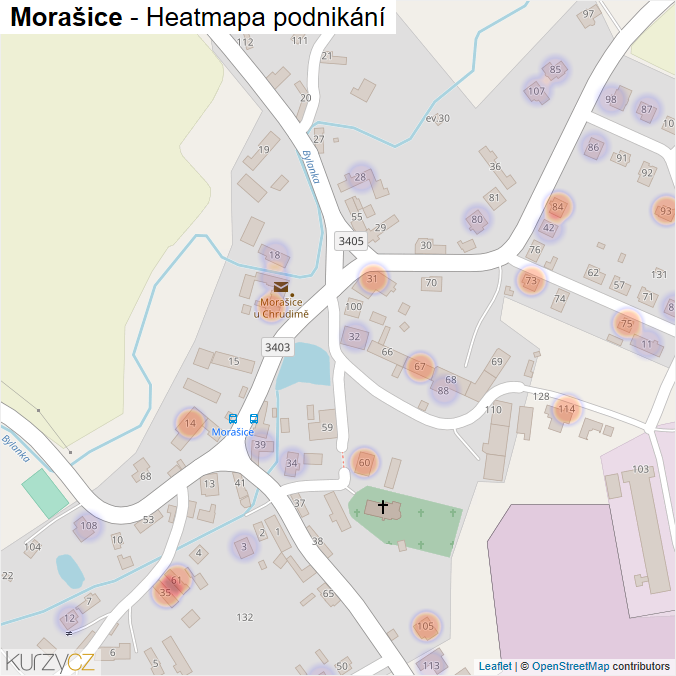 Mapa Morašice - Firmy v části obce.