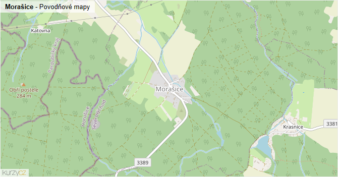 Morašice - záplavové mapy stoleté vody