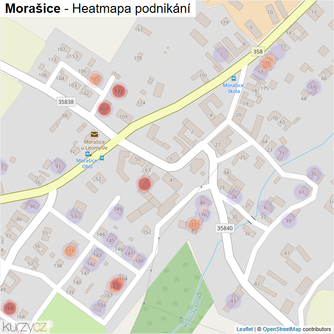 Mapa Morašice - Firmy v části obce.