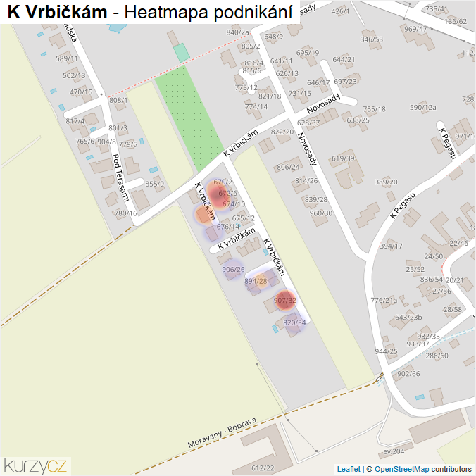 Mapa K Vrbičkám - Firmy v ulici.
