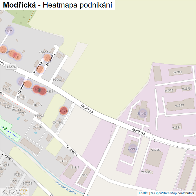 Mapa Modřická - Firmy v ulici.