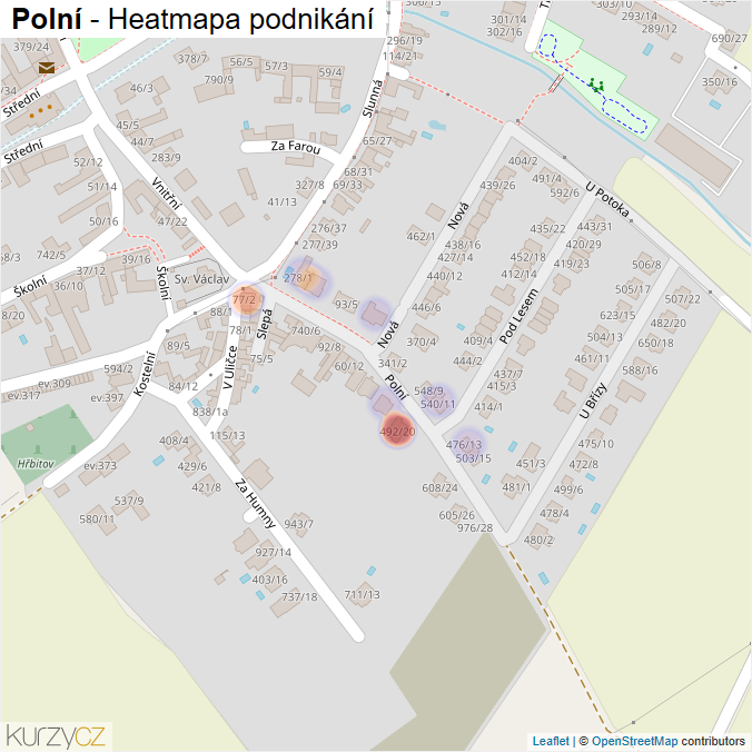 Mapa Polní - Firmy v ulici.