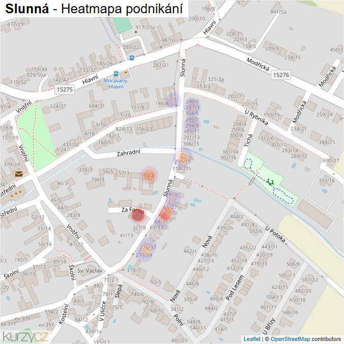 Mapa Slunná - Firmy v ulici.