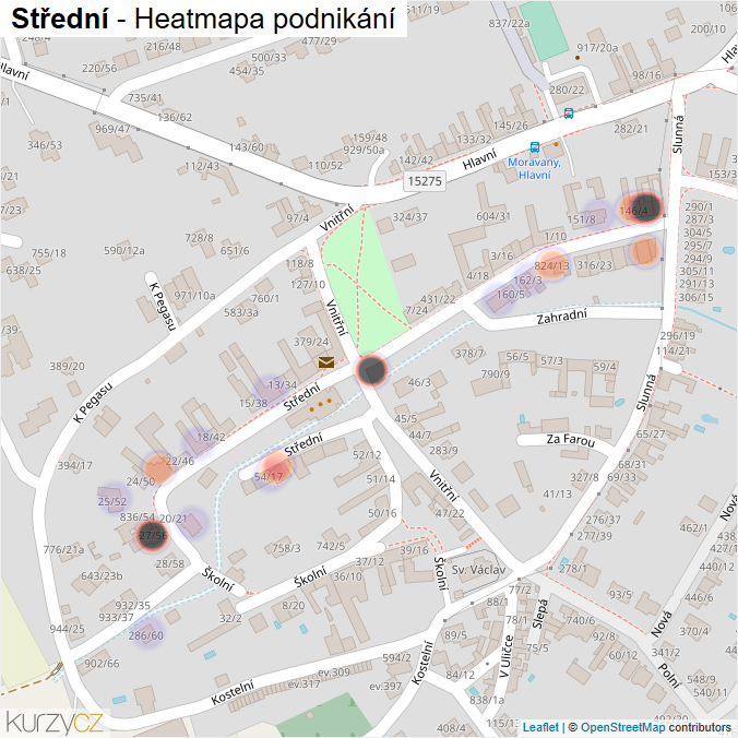 Mapa Střední - Firmy v ulici.