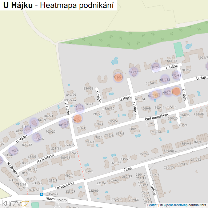 Mapa U Hájku - Firmy v ulici.