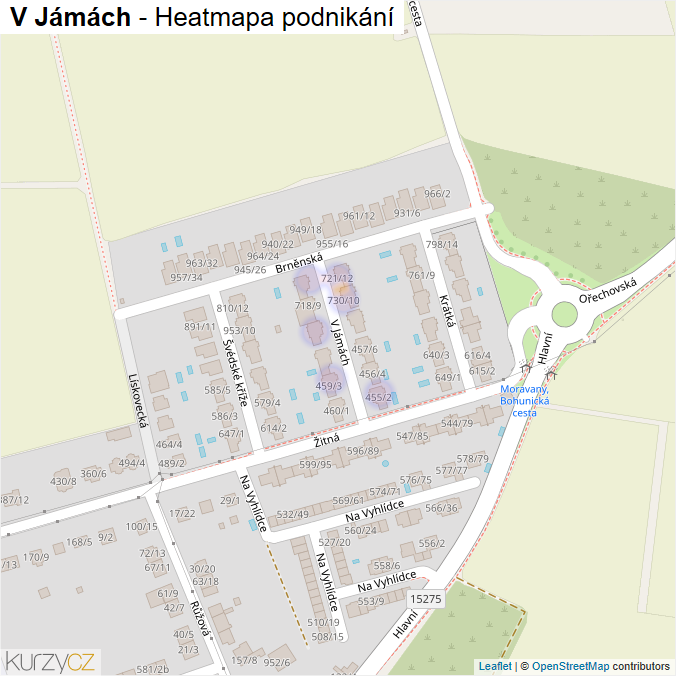 Mapa V Jámách - Firmy v ulici.