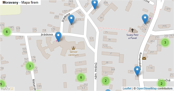 Moravany - mapa firem